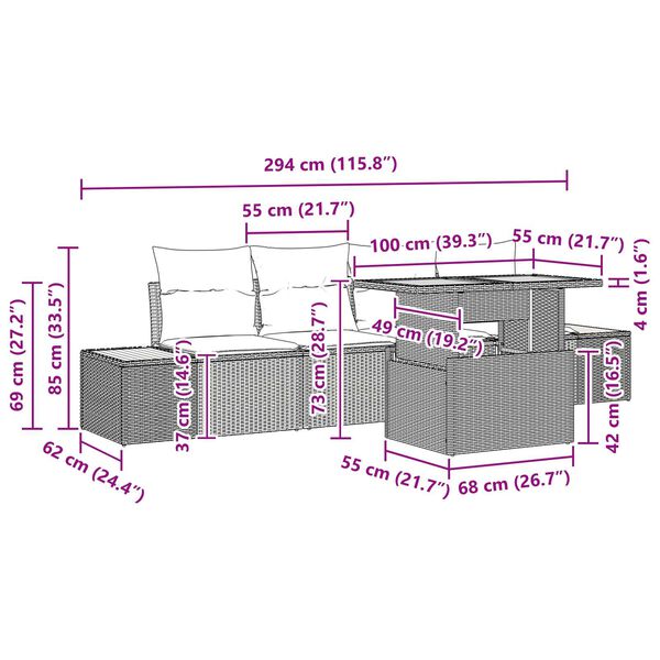 vidaXL Σέτ φαγητού για κήπο 5 pcs Μπεζ και Κρέμα 100 x 55 x 73 εκ