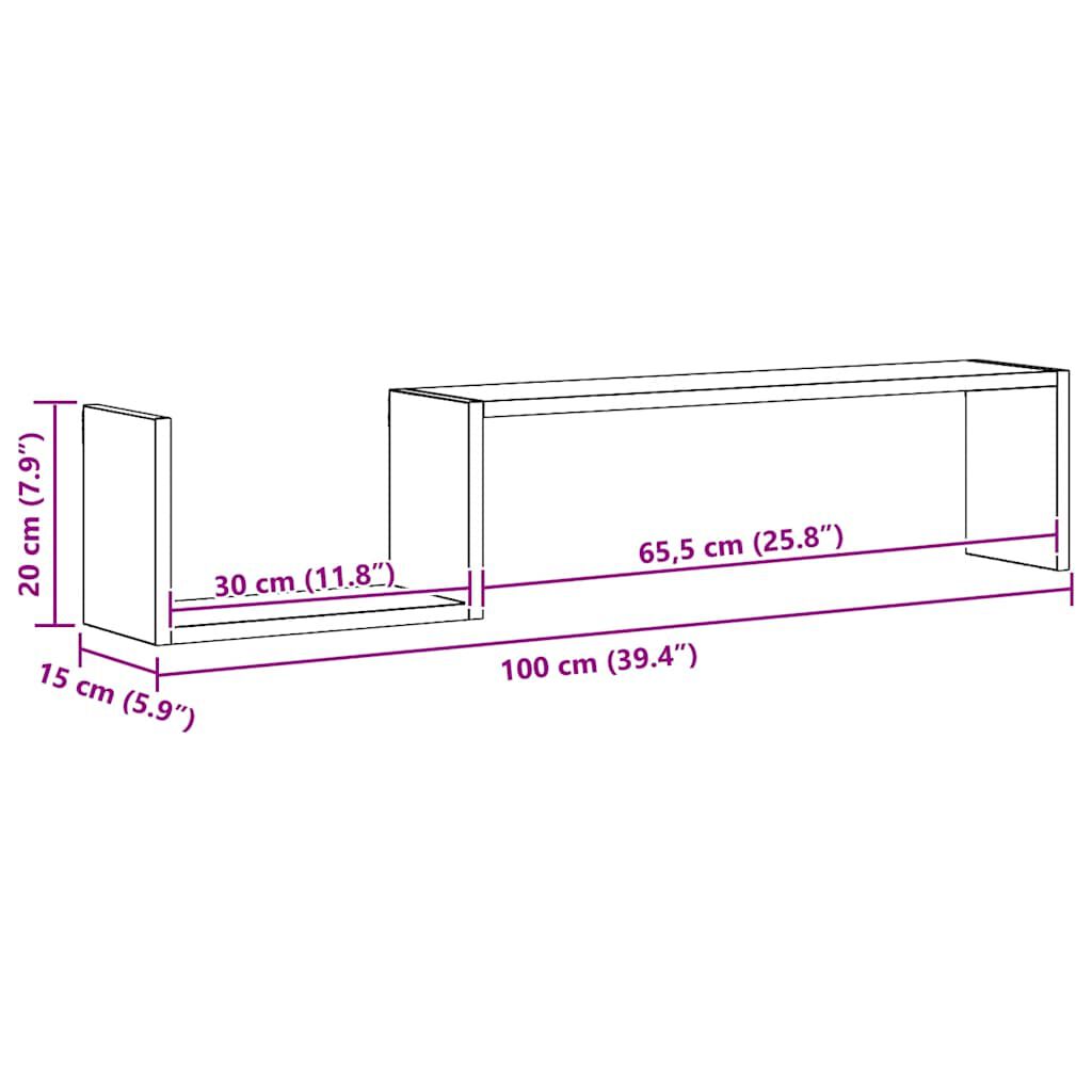 vidaXL Ράφια Τοίχου 2 τεμ. Καπνιστή Δρυς 100x15x20 εκ. Επεξεργ. Ξύλο
