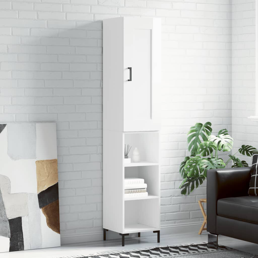 vidaXL Ντουλάπι Γυαλ. Λευκό 34,5 x 34 x 180 εκ. από Επεξεργασμένο Ξύλο
