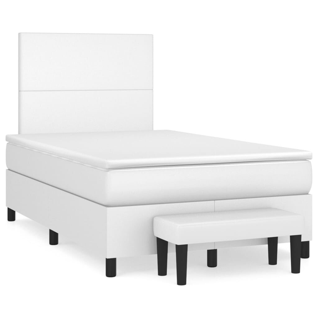 vidaXL Κρεβάτι Boxspring με Στρώμα Λευκό 120x200εκ.από Συνθετικό Δέρμα
