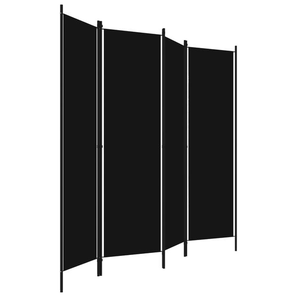 vidaXL Διαχωριστικό Δωματίου με 4 Πάνελ Μαύρο 200 x 180 εκ.