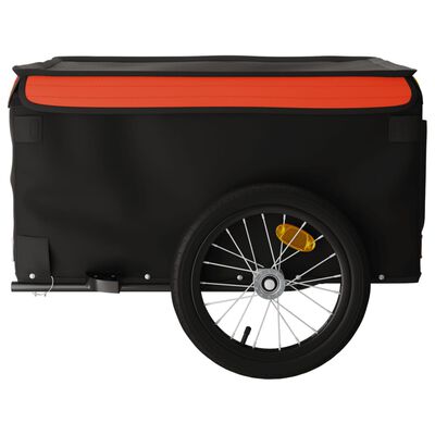 vidaXL Τρέιλερ Ποδηλάτου Μαύρο και Πορτοκαλί 45 Κιλά από Σίδερο