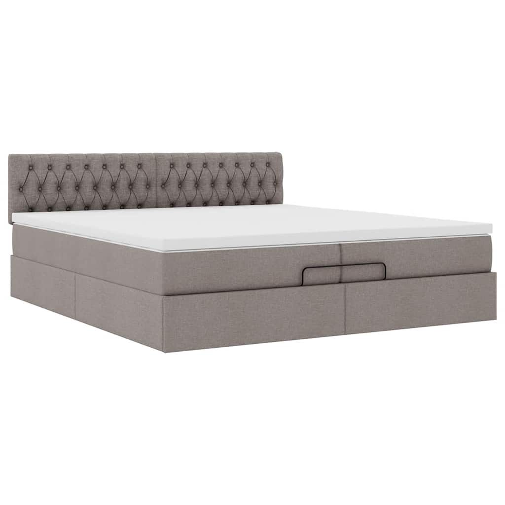 vidaXL Οθωμανικό κρεβάτι με στρώματα & LEDs Taupe 200x200cm ύφασμα