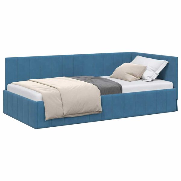 vidaXL Κρεβάτι Γωνίας με κεφαλάρι Μπλε 100 x 200 cm Βελούδο