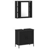 vidaXL Σετ Επίπλων Μπάνιου με ράφι 4 pcs Μαύρο 33 x 33 x 185.5 εκ
