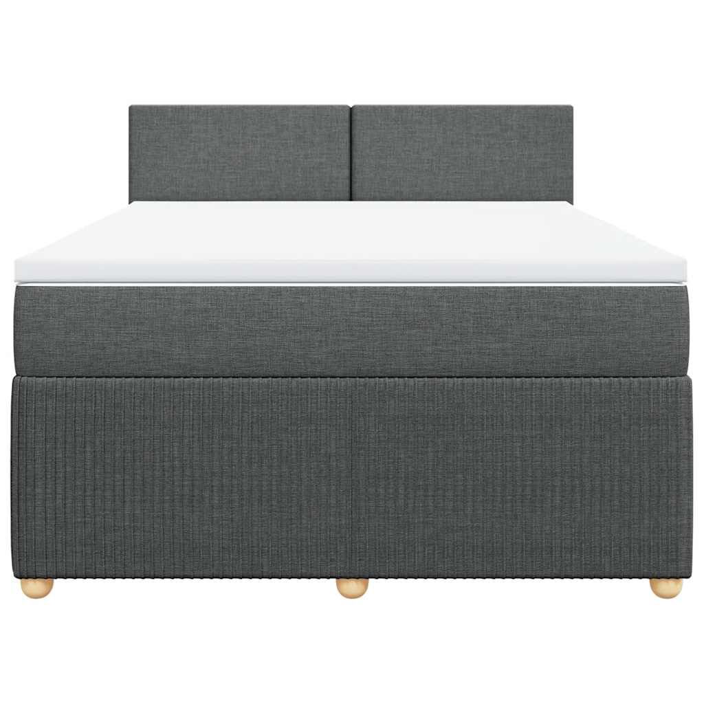 vidaXL Κρεβάτι Boxspring με Στρώμα Σκούρο Γκρι 160x200 εκ Υφασμάτινο