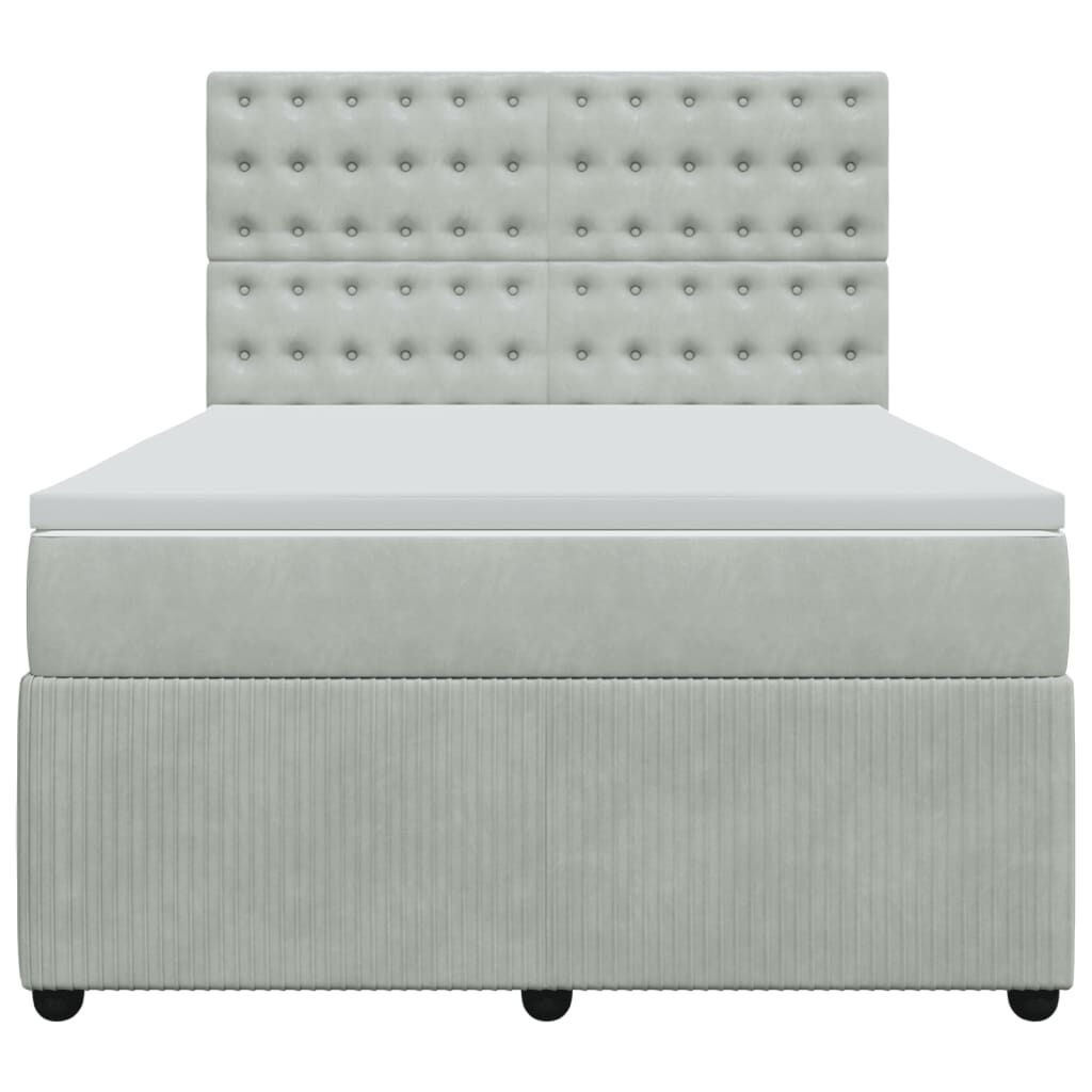 vidaXL Κρεβάτι Boxspring με Στρώμα Ανοιχτό Γκρι 160x200 εκ. Βελούδινο