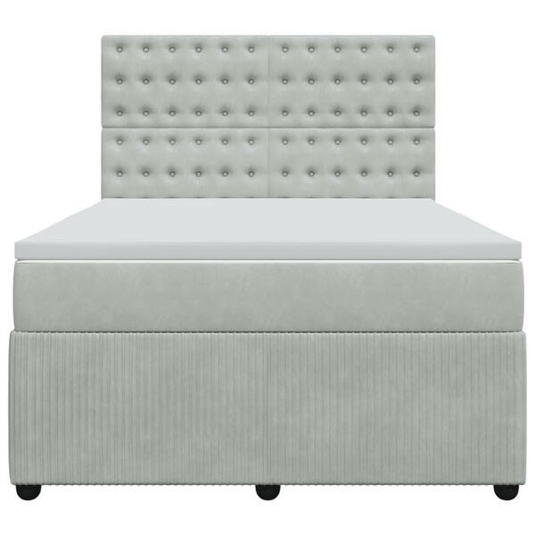 vidaXL Κρεβάτι Boxspring με Στρώμα Ανοιχτό Γκρι 160x200 εκ. Βελούδινο