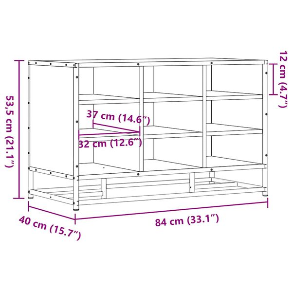 Πάγκος παπουτσιών vidaXL Sonoma Oak 84x40x53,5 cm