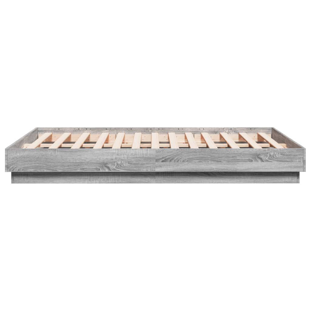 vidaXL Πλαίσιο Κρεβατιού με LED Γκρι Sonoma 135x190 εκ.