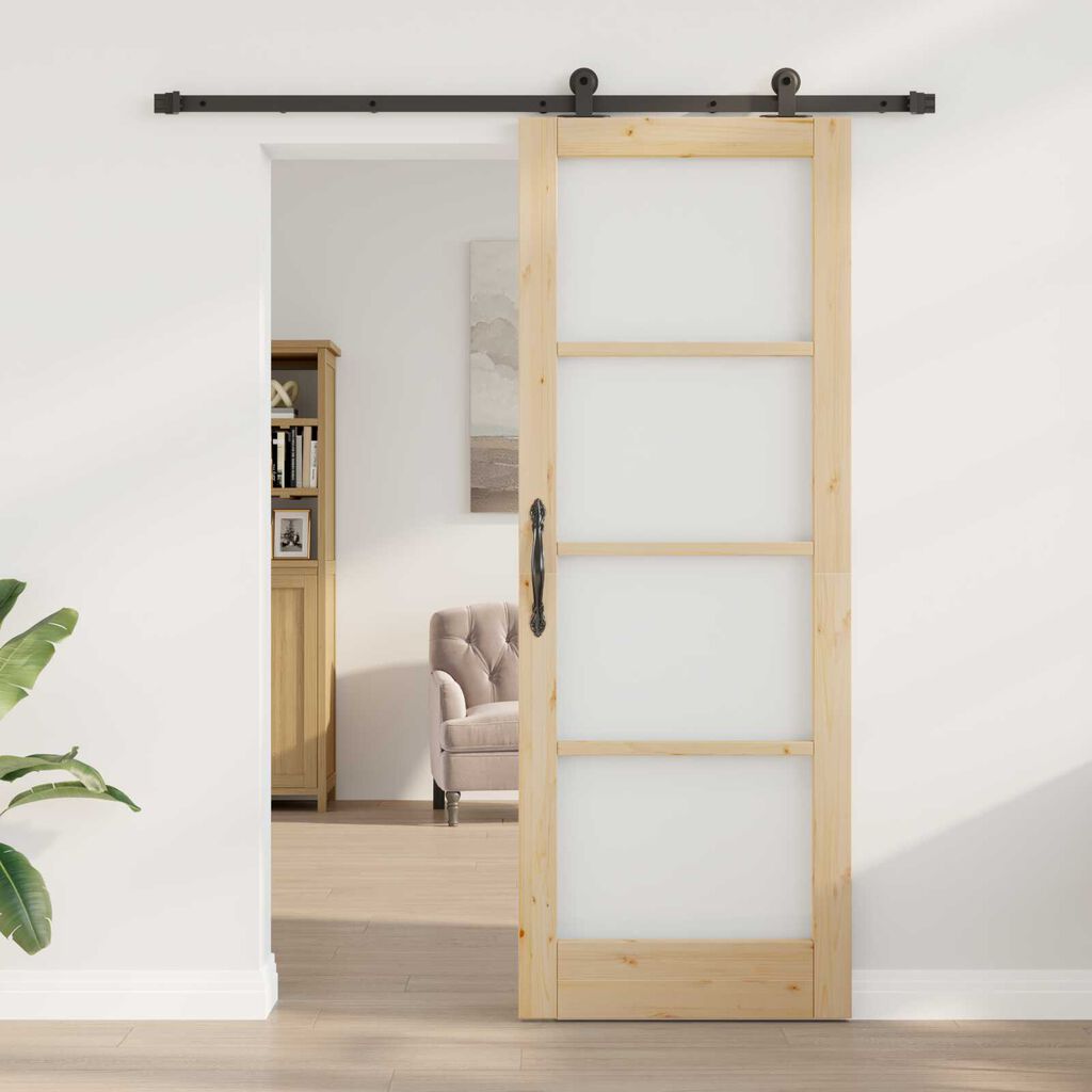 vidaXL Συρόμενη Πόρτα ORKDAL Καφέ 78 x 211 εκ Ξύλο και μέταλλο