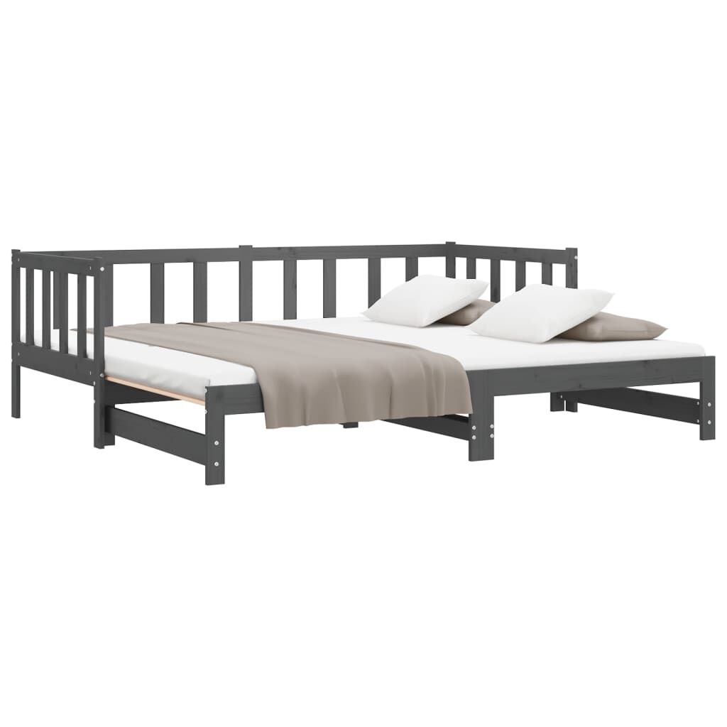vidaXL Καναπές Κρεβάτι Γκρι 2 x (90 x 200) εκ. από Μασίφ Ξύλο Πεύκου
