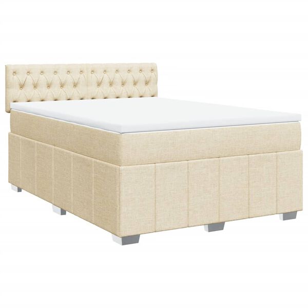 vidaXL &Kappa;&rho;&epsilon;&beta;ά&tau;&iota; Boxspring &mu;&epsilon; &Sigma;&tau;&rho;ώ&mu;&alpha; &Kappa;&rho;&epsilon;&mu; 140x200 &epsilon;&kappa;. &Upsilon;&phi;&alpha;&sigma;&mu;ά&tau;&iota;&nu;&omicron;