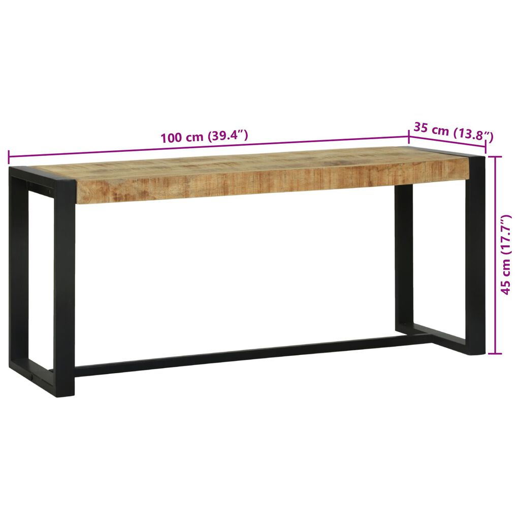 vidaXL Πάγκος Καφέ Μασίφ ξύλο μάνγκο 100 x 35 x 45 εκ. Ανθεκτικός