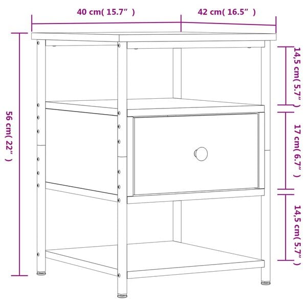 vidaXL Κομοδίνα 2 τεμ. Καπνιστή Δρυς 40 x 42 x 56 εκ. Επεξεργ. Ξύλο
