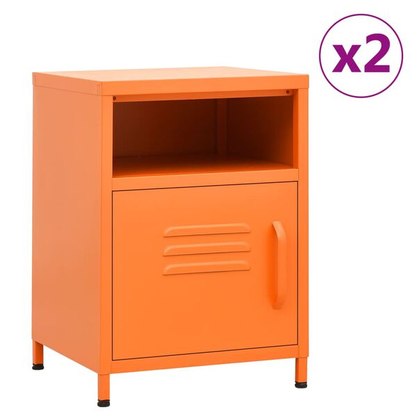 vidaXL Κομοδίνα 2 τεμ. Πορτοκαλί 35 x 35 x 51 εκ. Ατσάλινα