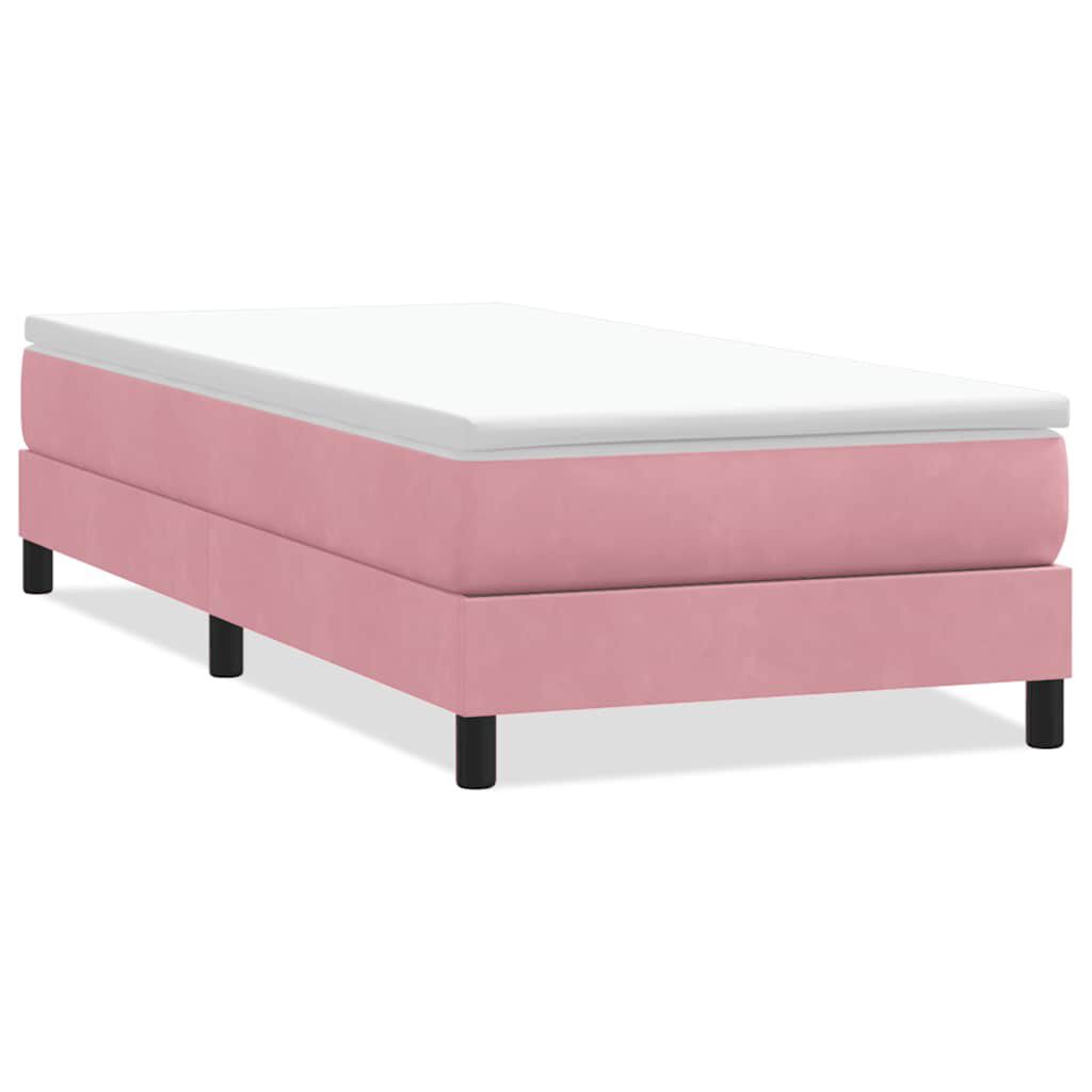vidaXL Κρεβάτι Boxspring χωρίς Στρώμα Ροζ 90x220 εκ. Βελούδινο