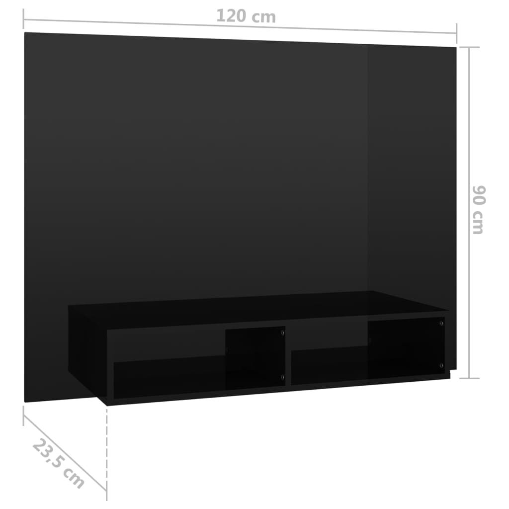 vidaXL Έπιπλο Τηλεόρασης Τοίχου Γυαλ. Μαύρο 120x23,5x90εκ. Μοριοσανίδα