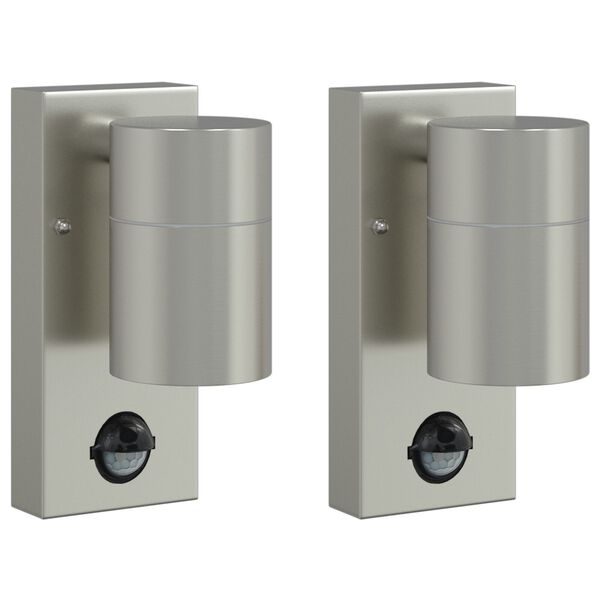 vidaXL Εξωτερικά Φωτιστικά Τοίχου 2 pcs Ασημί 6.5 x 10.5 x 16 εκ.