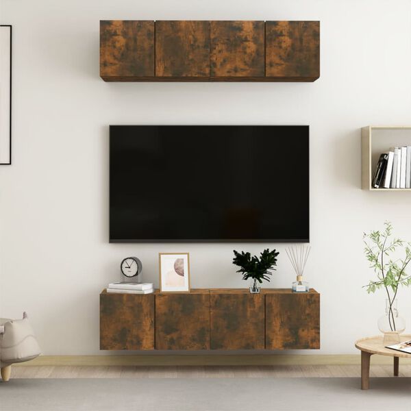 vidaXL Έπιπλα Τηλεόρασης Τοίχου 4 τεμ. Καπν. Δρυς 60x30x30εκ Επ. Ξύλο