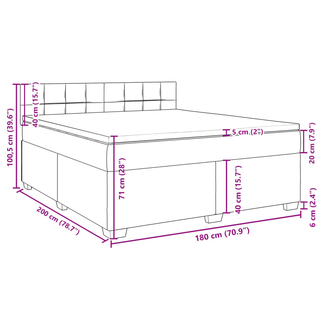 vidaXL Κρεβάτι Boxspring με Στρώμα Ροζ 180x200 εκ. Βελούδινο