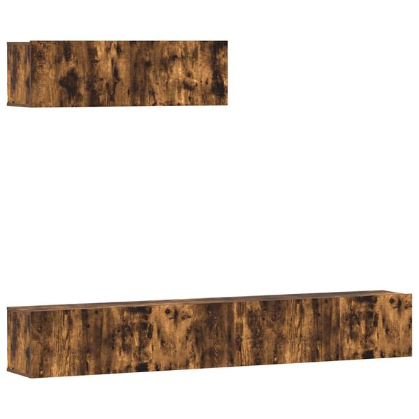 vidaXL Σετ Επίπλων Τηλεόρασης 3 Τεμαχίων Καπνιστή δρυς Επεξ. Ξύλο