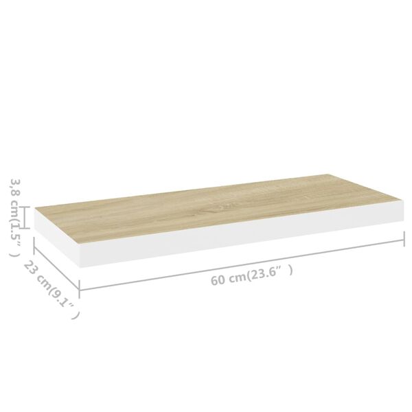 vidaXL Ράφια Τοίχου 4 τεμ. Δρυς/Άσπρο 60x23,5x3,8 εκ. MDF