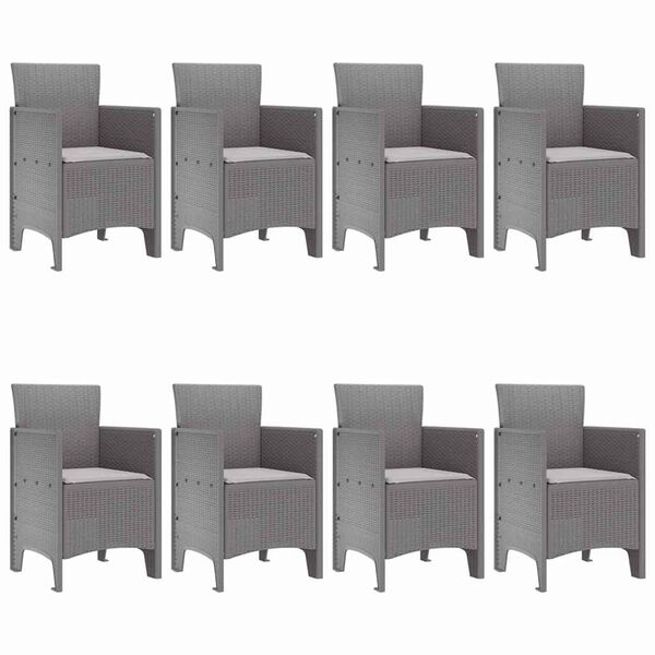 vidaXL Σέτ φαγητού για κήπο 9 pcs Ανοιχτό γκρι Rattan Polt