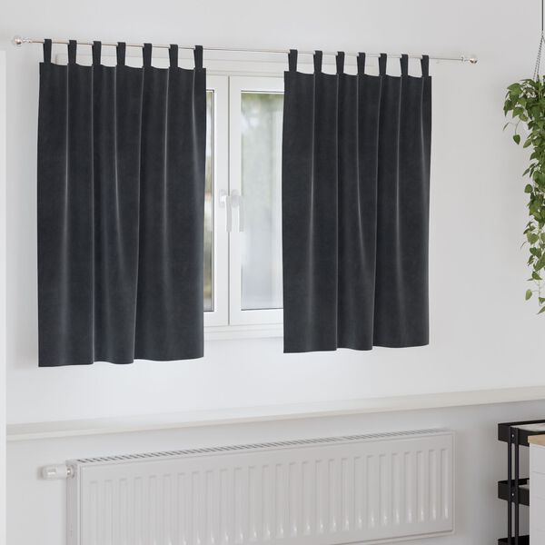 vidaXL Κουρτίνες με κουρτίνες 2 pcs Σκούρο Γκρι 140 x 140 cm Βελούδο