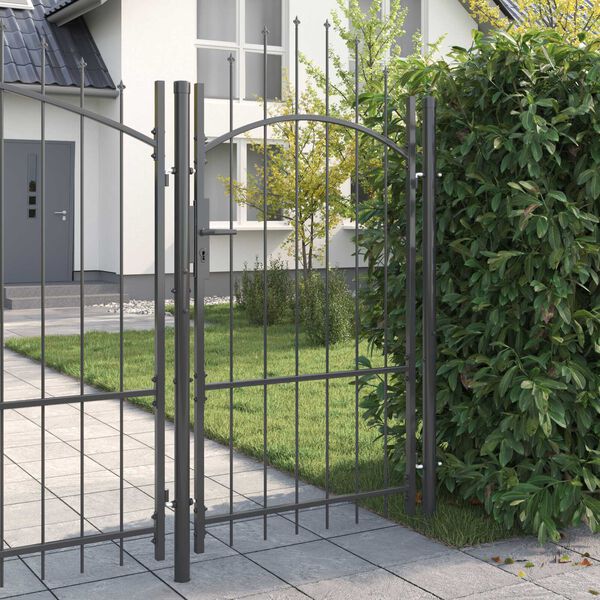 vidaXL Πύλη Κήπου με κλειδαριά Γκρι 170 x 100 εκ. 100 x 175 cm Ατσάλι
