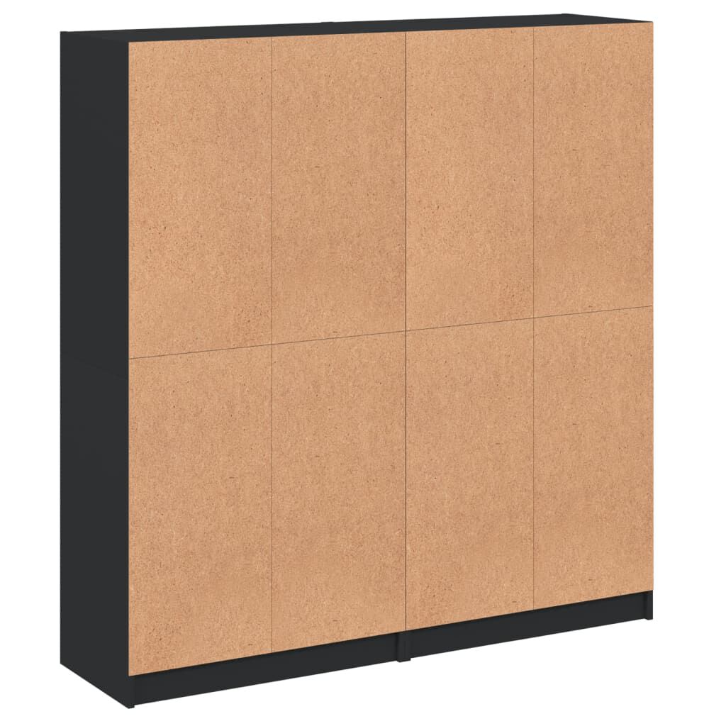 vidaXL Βιβλιοθήκη με Πόρτες Μαύρη 136x37x142 εκ. Επεξ. Ξύλο