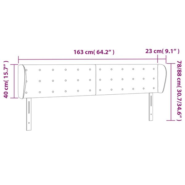 vidaXL Κεφαλάρι με Πτερύγια Ανοιχτό Γκρι 163x23x78/88 εκ. Βελούδινο