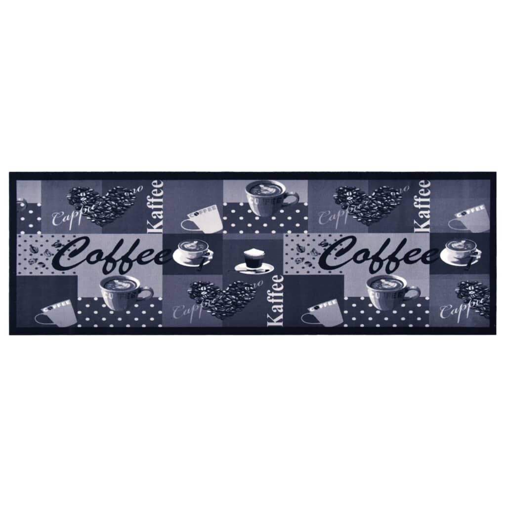 vidaXL Πατάκι Κουζίνας Σχέδιο Coffee Μπλε Πλενόμενο 60 x 300 εκ.