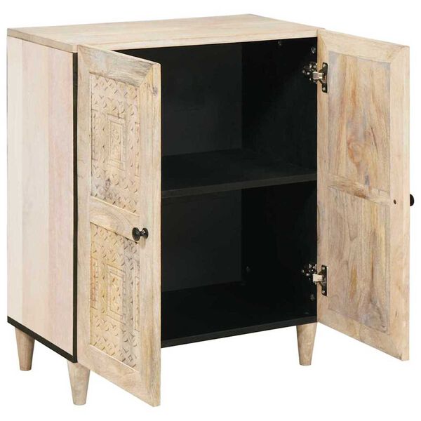 vidaXL Πλαϊνό γραφείο με ράφι Λευκό 60 x 33 x 75 cm Μασίφ ξύλο μάνγκο