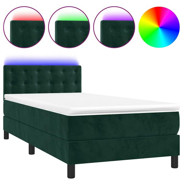 vidaXL &Kappa;&rho;&epsilon;&beta;ά&tau;&iota; Boxspring &mu;&epsilon; &Sigma;&tau;&rho;ώ&mu;&alpha; & LED &Sigma;&kappa;. &Pi;&rho;ά&sigma;&iota;&nu;&omicron; 90x200 &epsilon;&kappa; &Beta;&epsilon;&lambda;&omicron;ύ&delta;&omicron;