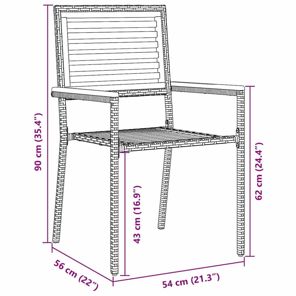 vidaXL Σέτ φαγητού για κήπο 7 pcs Γκρι και Καφέ 200 x 100 x 75 cm