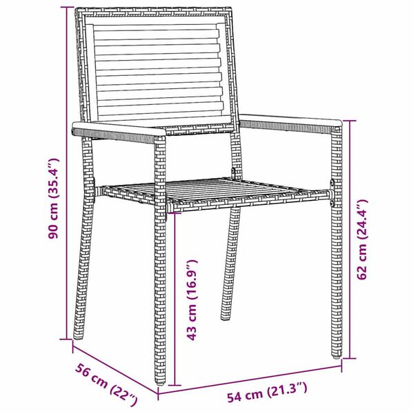 vidaXL Σέτ φαγητού για κήπο 7 pcs Γκρι και Καφέ 200 x 100 x 75 cm