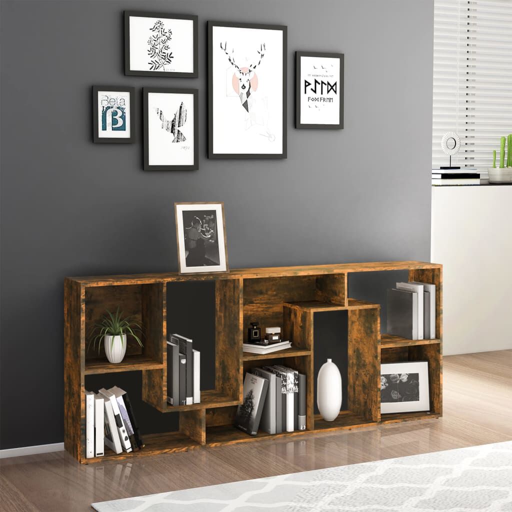 vidaXL Βιβλιοθήκη Καπνιστή Δρυς 67x24x161 εκ. από Επεξεργασμένο Ξύλο