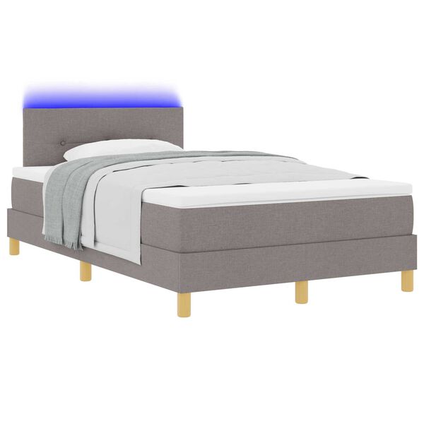 vidaXL Κρεβάτι Box Spring με Στρώμα & LED Ταπάζ 120x200 εκ. Ύφασμα