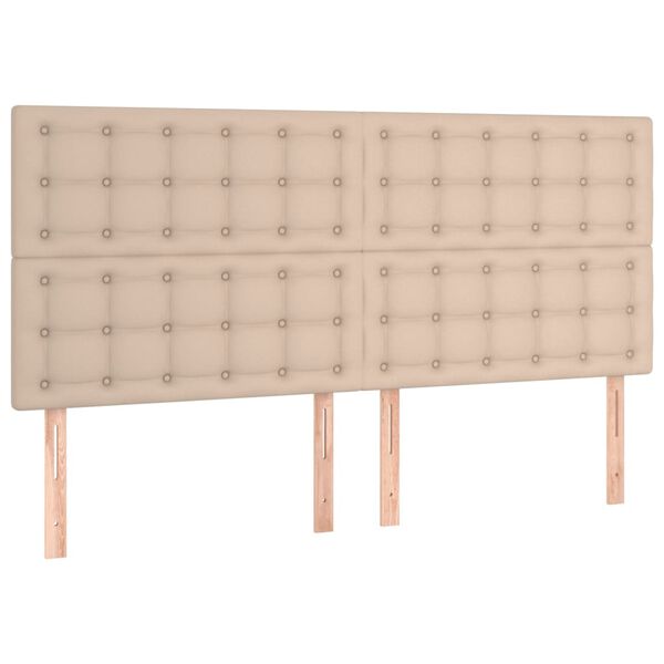 vidaXL Κρεβάτι Boxspring με Στρώμα Καπουτσίνο 200x200εκ.από Συνθ.Δέρμα