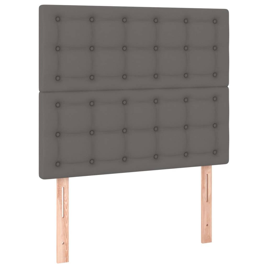 vidaXL Κρεβάτι Boxspring με Στρώμα Γκρι 100x200εκ. από Συνθετικό Δέρμα