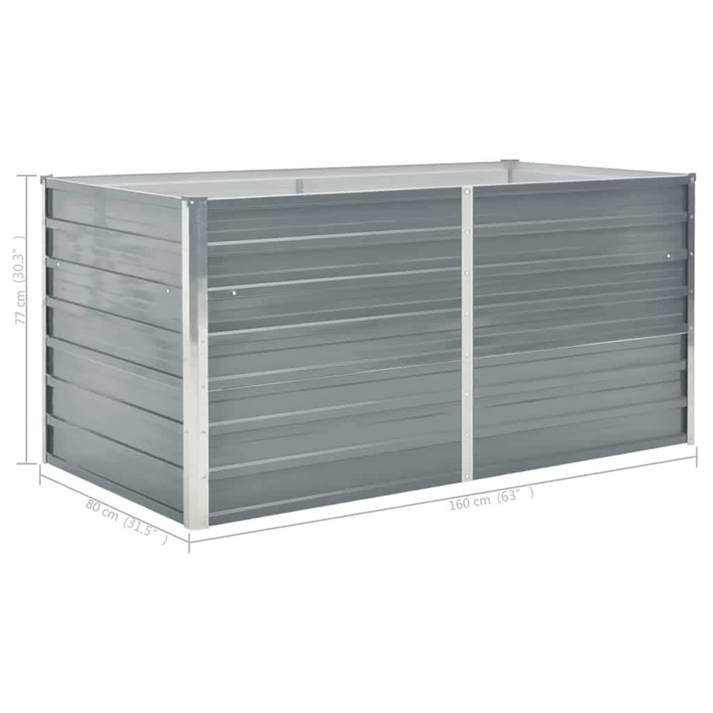 vidaXL Ζαρντινιέρα Ψηλή Γκρι 160 x 80 x 77 εκ. από Γαλβανισμένο Χάλυβα
