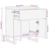 vidaXL Κομοδίνο Μαύρο 50 x 33 x 60 εκ. από Μασίφ Ξύλο Μάνγκο