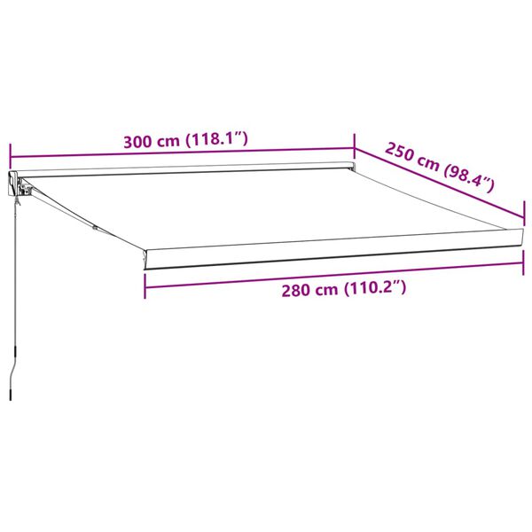 vidaXL Τέντα Πτυσσόμενη Χειροκίνητη Καφέ 300x250 εκ.