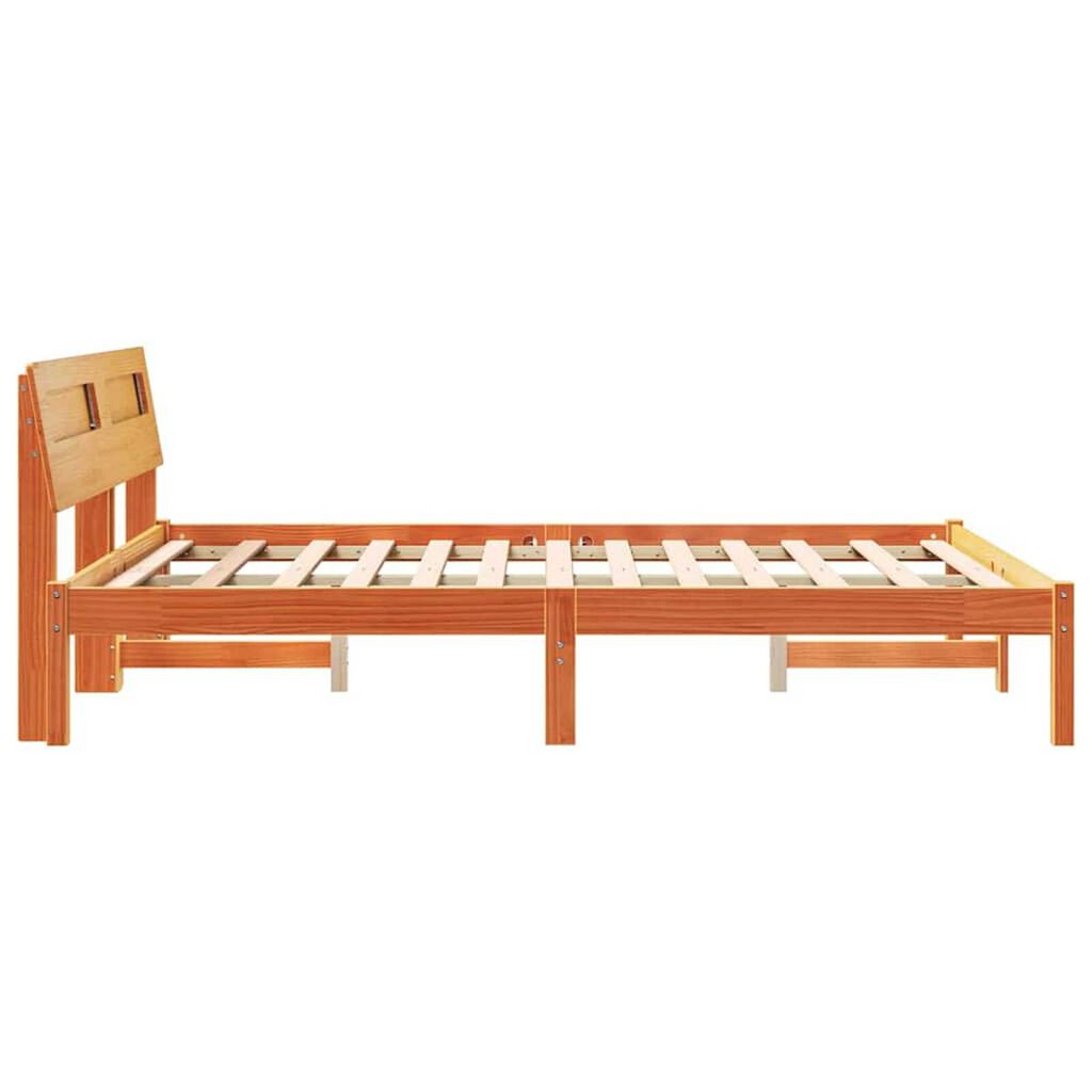 vidaXL Σκελετός Κρεβατιού Καφέ κεριού 140 x 190 cm Μασίφ ξύλο πεύκου