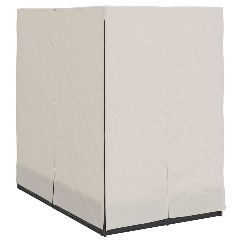 vidaXL Διπλή ξαπλώστρα με οροφή Μαύρο 205 x 129 x 200 εκ PE ρατάν