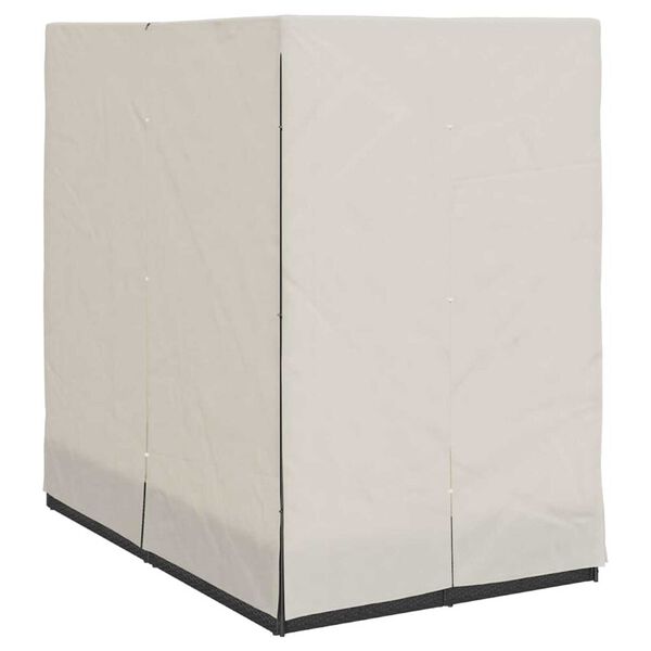 vidaXL Διπλή ξαπλώστρα με οροφή Μαύρο 205 x 129 x 200 εκ PE ρατάν