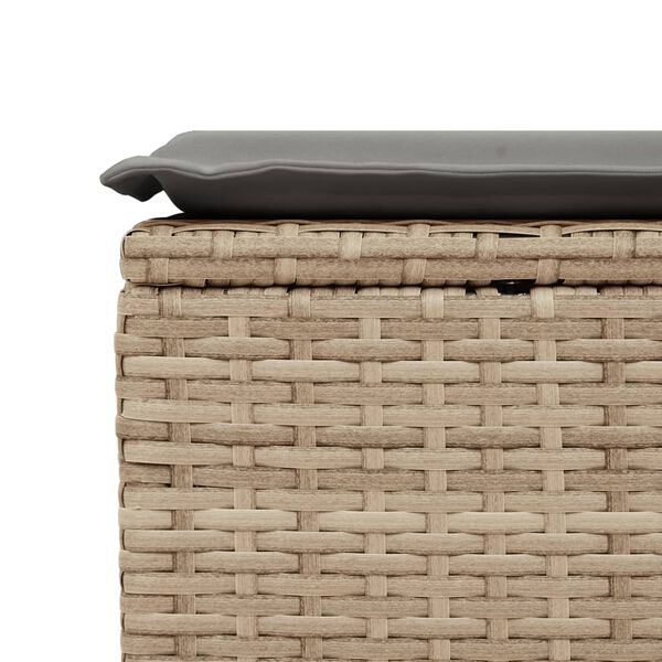 vidaXL Υποπόδιο Κήπου Μπεζ 55x55x37 εκ. Συνθετικό Ρατάν με Μαξιλάρι