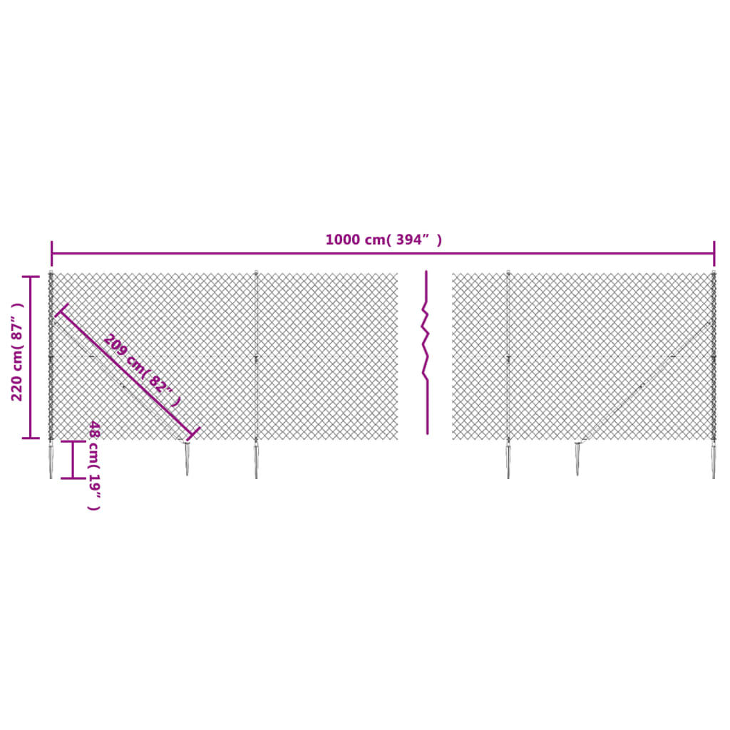 vidaXL Συρματόπλεγμα Περίφραξης Πράσινο 2,2 x 10 μ. με Καρφωτές Βάσεις