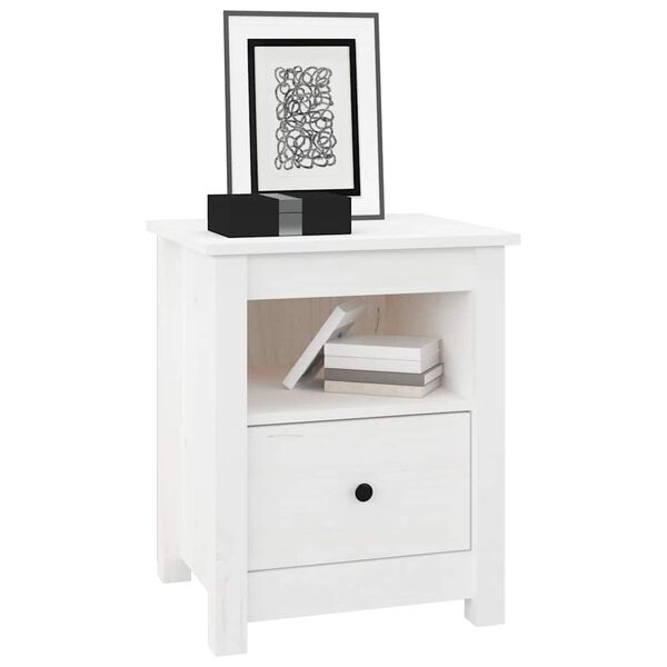 vidaXL Κομοδίνα 2 τεμ. Λευκά 40x35x49 εκ. από Μασίφ Ξύλο Πεύκου